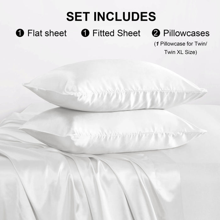 Ntbay 3 Pieces Silky Satin Cooling Bed Sheet Set, Ultra Soft and Cozy Bedding Cover Set, (Not Include Comforter and Pillow)