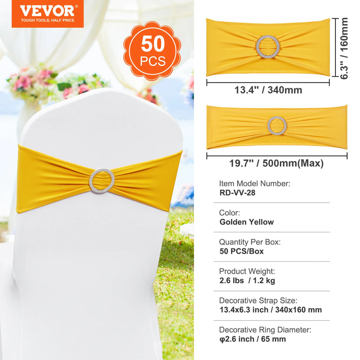 VEVOR 50pcs Stretch Spandex Chair Sashes Chair Sashes Bands for Wedding Party Banquet Decoration Elastic Bulk Chair Cover