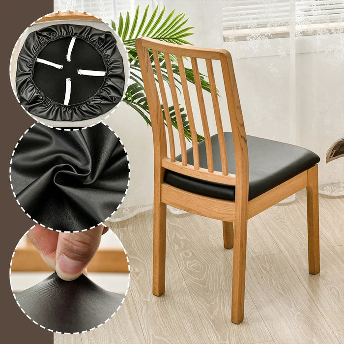 4/8pcs Dining Chair Covers Waterproof Seat Slipcover PU leather Seat Covers Chairs Removable Chair Seat Cushion Cover