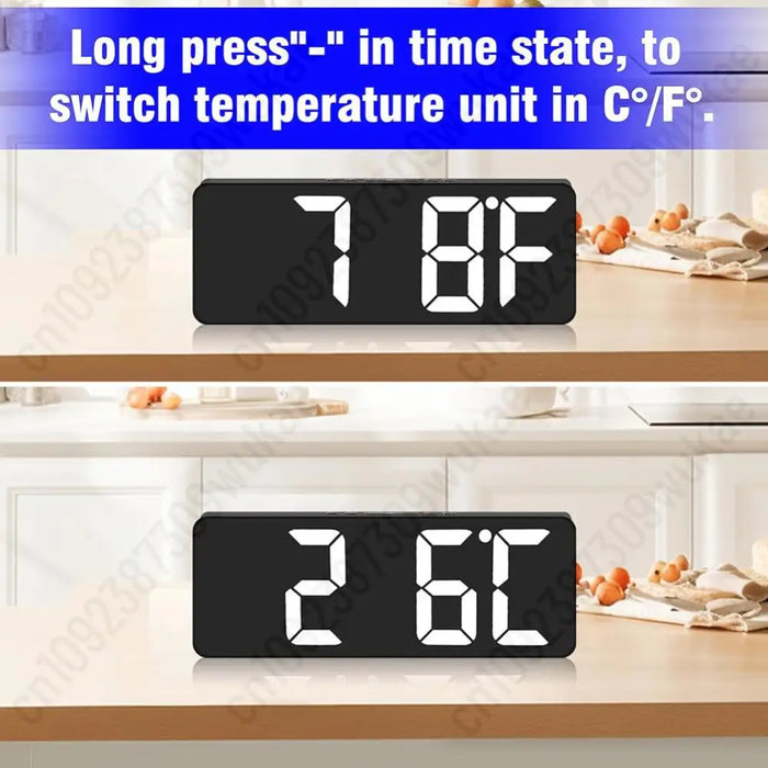 Digital Alarm Clock 12/24H Display Dual Alarm Temperature Display Snooze Function LED Desktop Clock For Home Bedroom Office