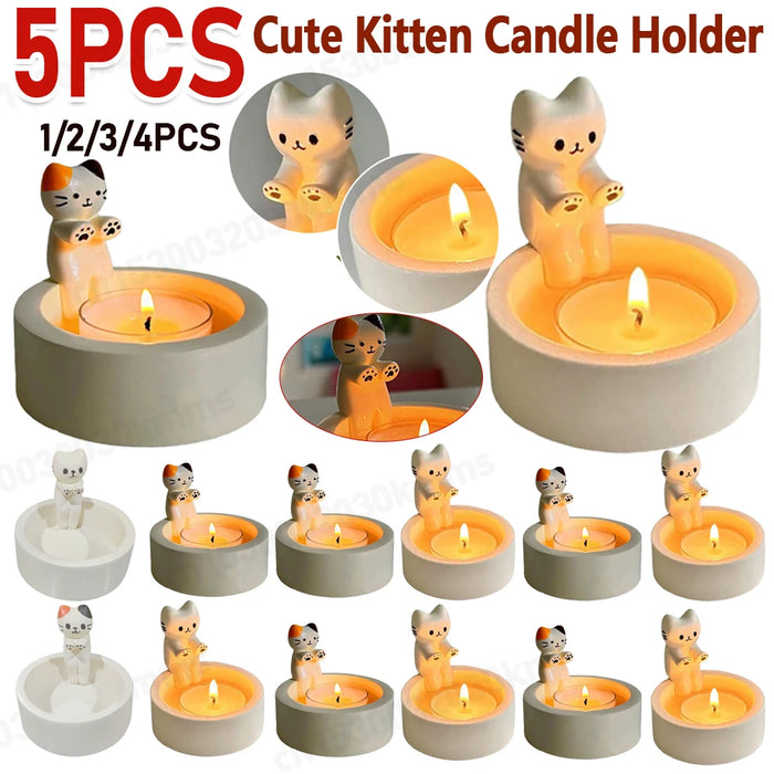 Cartoon Kitten Candle Holder Warming Its Paws Cute Scented Light Holder Cute Grilled Cat Aromatherapy Candle Holder