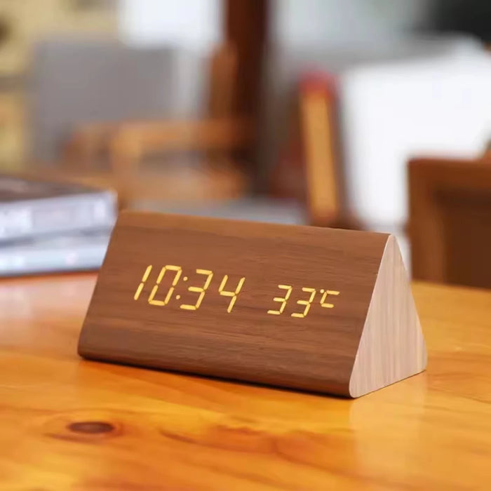 Alarm Clock  Bedrooms Bedside Table Wooden Desk Decor Wake  Table Clock With Temperature  Digital Clock Light Dawn