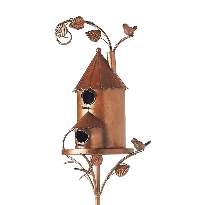 Birdhouse Garden Stakes Metal Bird House with Pole Iron Art Courtyard Bird Feeder Bird Houses for Outdoor Garden Yard Decoration