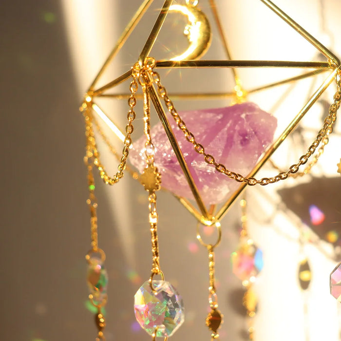 Crystal Wind Chime Hexagon Diamond Prism Hanging Rainbow Chaser Lighting Window Curtains Pendant Home Garden Decor Dream Catcher