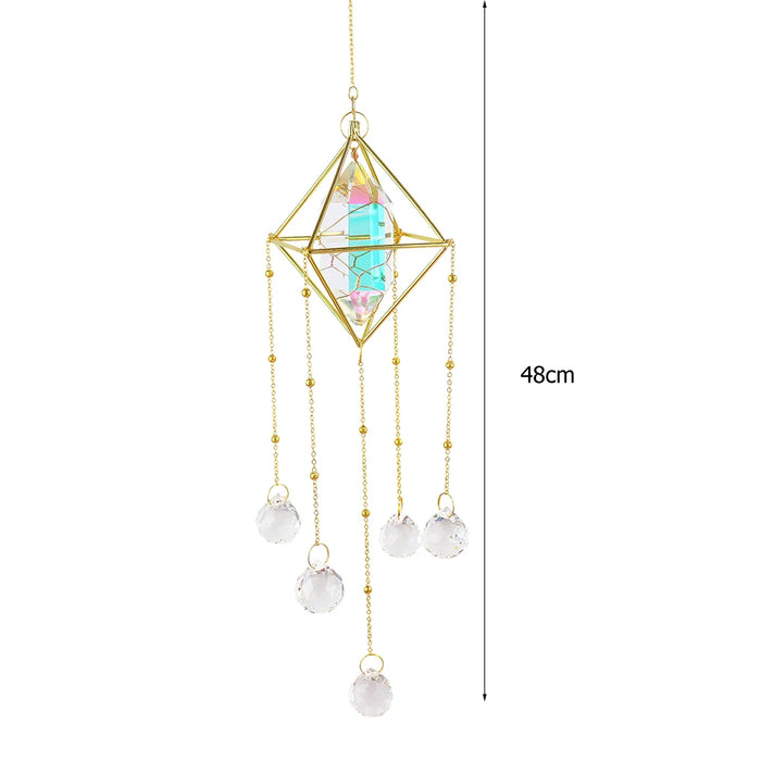 Crystal Wind Chime Hexagon Diamond Prism Hanging Rainbow Chaser Lighting Window Curtains Pendant Home Garden Decor Dream Catcher