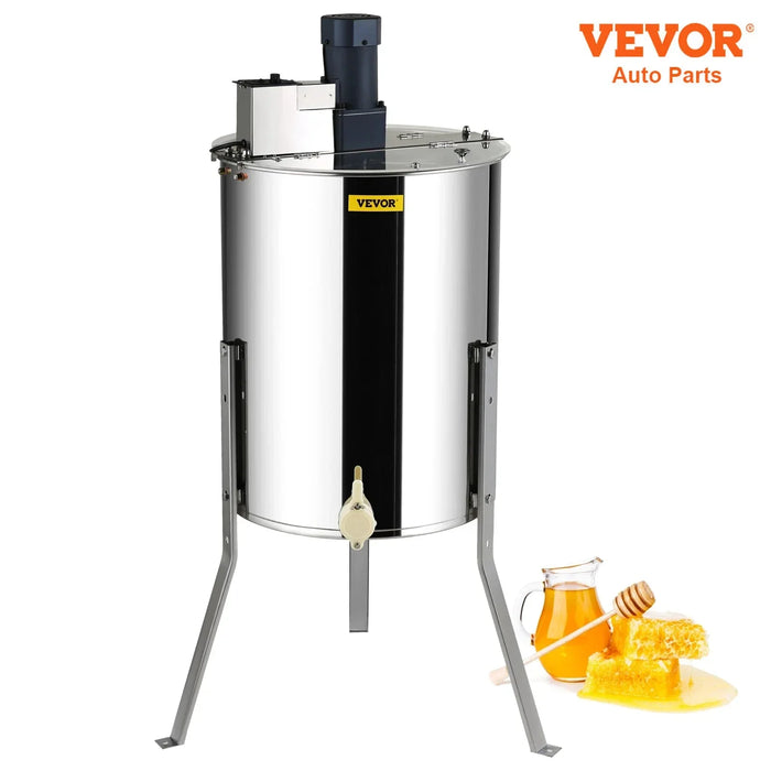 VEVOR Electric Honey Extractor 4/8 Frame Stainless Steel Beekeeping Extraction Honeycomb Drum Spinner w/Transparent Lid Silver