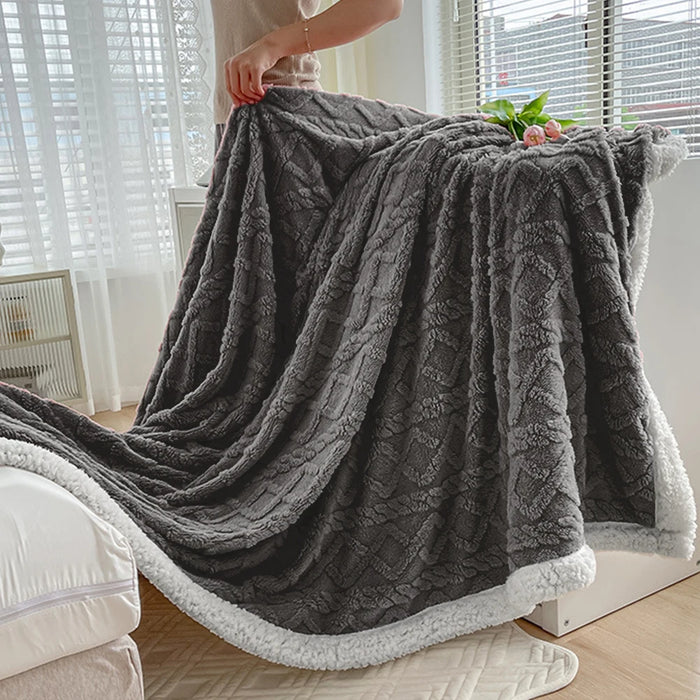 Winter Blanket Lamb Fleece Thick Double Side Super Soft Flannel Throw Blanket for Sofa Bed Cozy Comfortable Warm Throw Bedspread