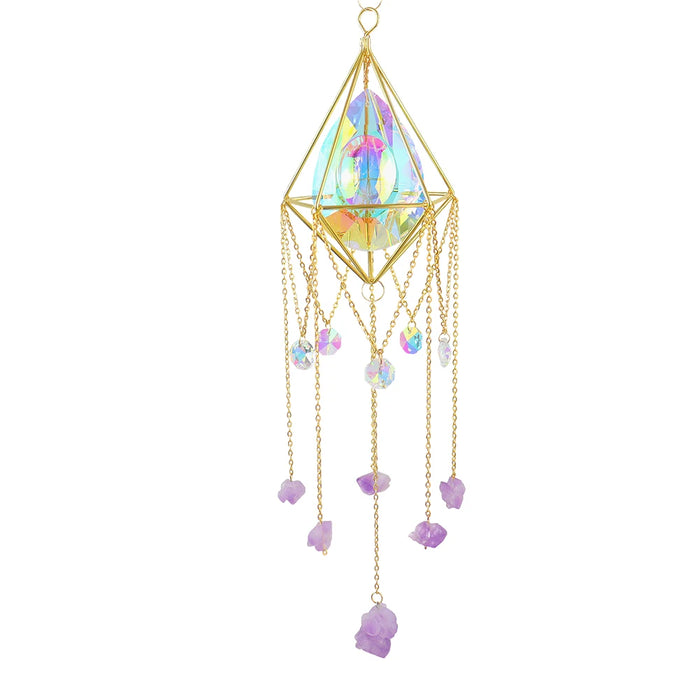 Crystal Wind Chime Hexagon Diamond Prism Hanging Rainbow Chaser Lighting Window Curtains Pendant Home Garden Decor Dream Catcher