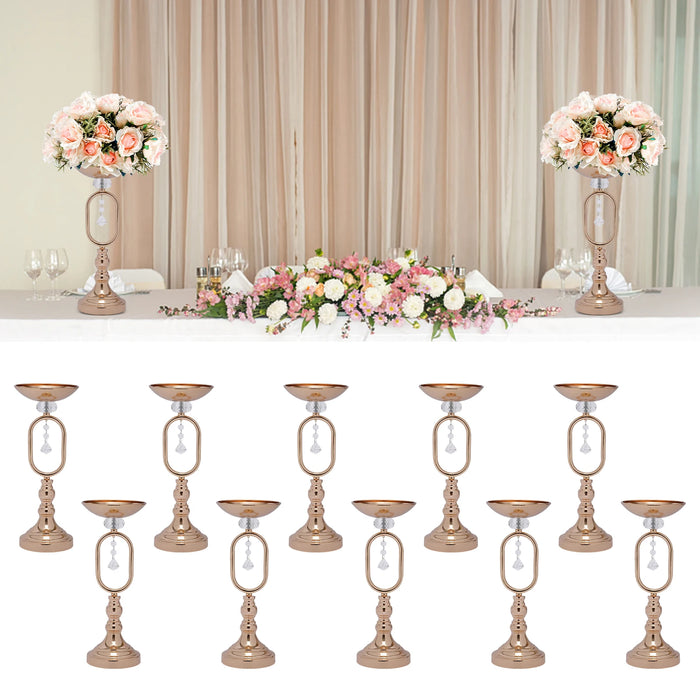 10Pcs Wedding Centerpieces, 19.5in/17.5in/15.6in Tall Metal Flower Display Vases Stand Set, Gold Flower Vase Wedding Candle Hold