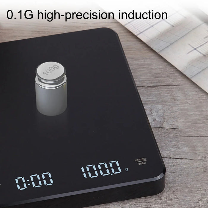 With Timing Digital Display Electronic Scale USB Charging Touch Key Coffee Scale Bakery Electronic Scale 3kg/0.1g