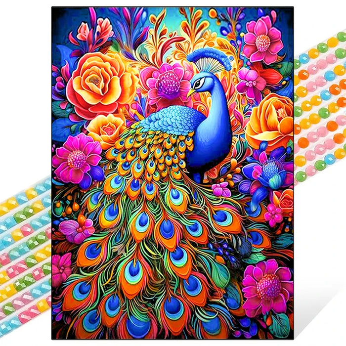 5D DIY Diamond Painting Flowers and Animals Full Round Diamond Mosaic Embroidery Peacock Cross Stitch Kit Art Home Decor