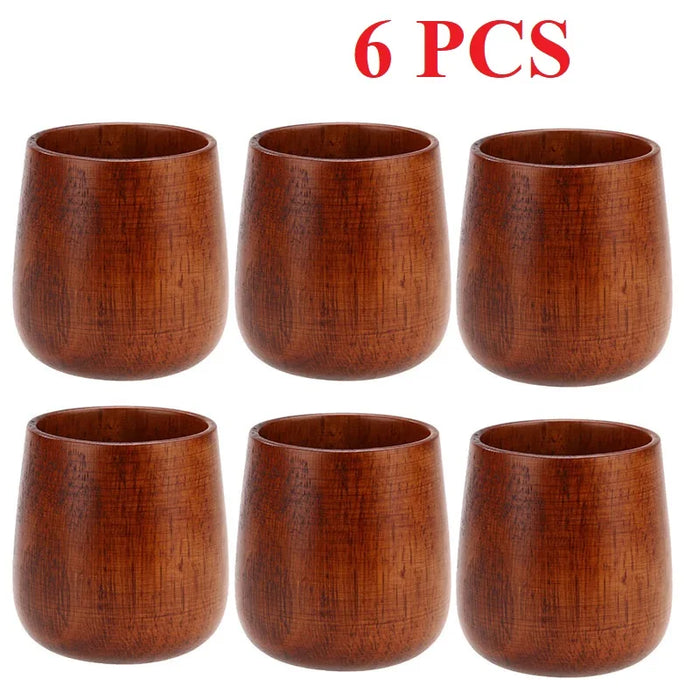 1-8 Pcs Wooden Cups Primitive Handmade Natural Spruce High Quality Wooden Cup Mug Breakfast Beer Milk Drinkware Product