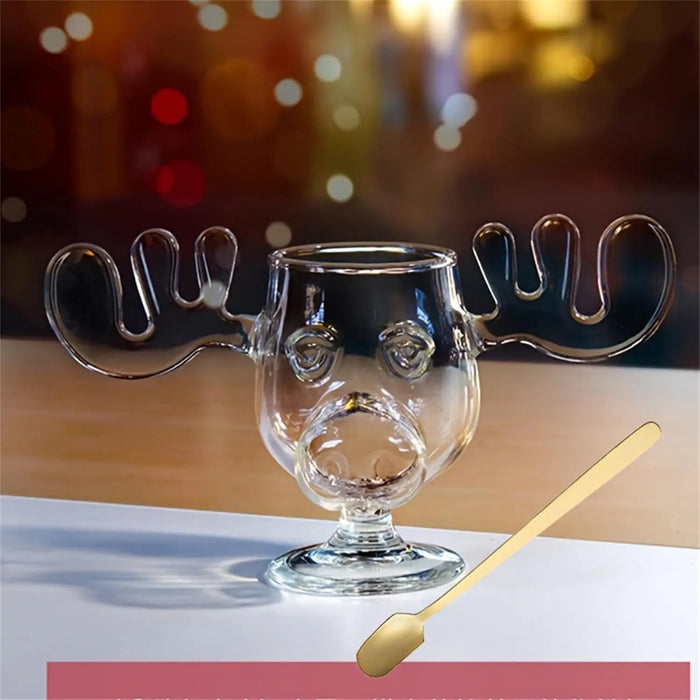 Christmas Elk Wine Glass Cocktail Juice Cup Reindeer Mug Wine Beer Water Milk Whiskey Glasses Drinkware Shot Cups Christmas Gift