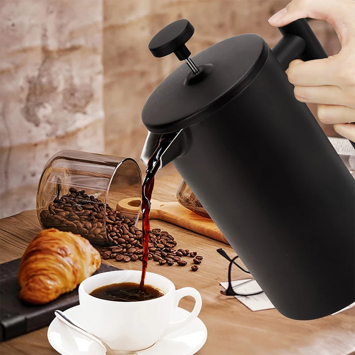 1000ML Coffee Maker Pot French Press Coffee Maker Stainless Steel Creed Coffee Stovetop Coffeeware Teaware Strainer &3 Filters