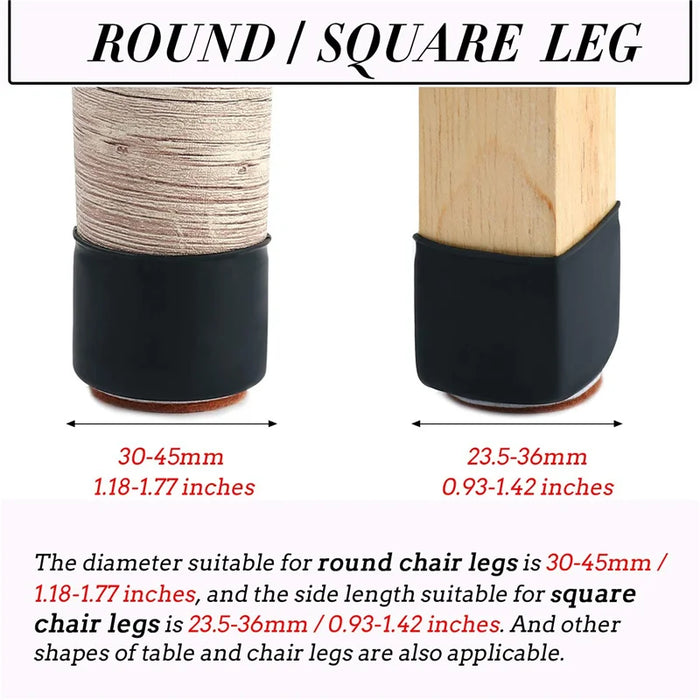 Silicone Chair Leg Protectors with Felt  Hardwood Floors Elastic Leg Cover Pad  Protecting Floors from Scratches and Noise