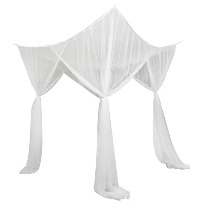 Elegant White Four-Door Sexy Square Cotton Mosquito Net Canopy - King/Queen Double Bed Size, Prevent Insect Netting, Premium Qua