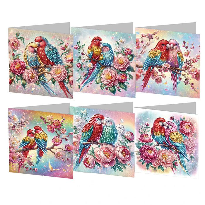 6pcs Diamond Painted Greeting Cards DIY Rhinestone Painting Mosaic Postcards Arts Crafts Thank You Card Christmas Birthday Gifts