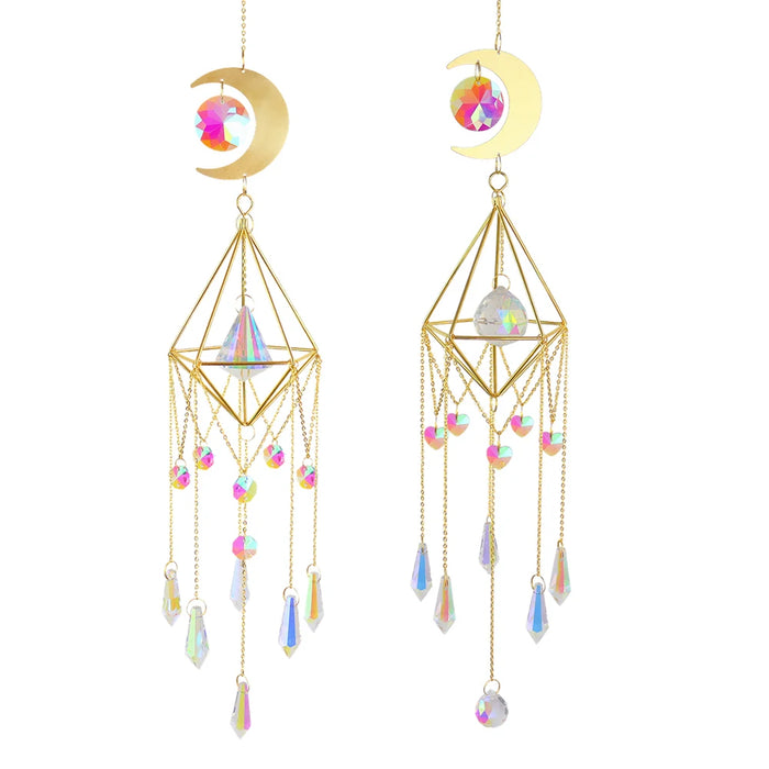 Crystal Wind Chime Hexagon Diamond Prism Hanging Rainbow Chaser Lighting Window Curtains Pendant Home Garden Decor Dream Catcher