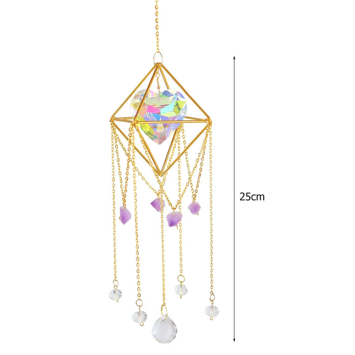 Crystal Wind Chime Hexagon Diamond Prism Hanging Rainbow Chaser Lighting Window Curtains Pendant Home Garden Decor Dream Catcher