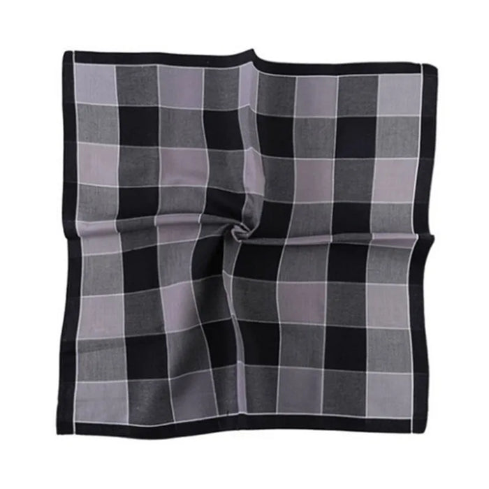 6Pcs 43x43cm Square  Cotton Dark Color Striped Checkered Men Pocket Towel Wedding Party Gift Business Handkerchiefs