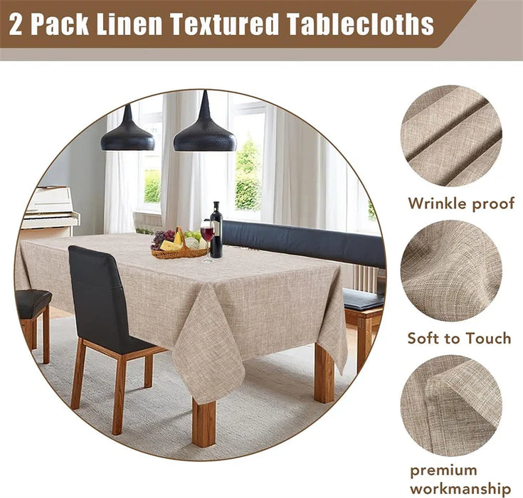 Stylish, Stain Resistant, and Washable Faux Linen Rectangle Tablecloths - Elevate Your Home Decor with Elegant and Durable Table