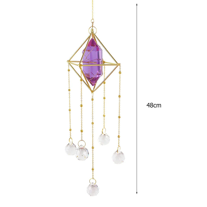 Crystal Wind Chime Hexagon Diamond Prism Hanging Rainbow Chaser Lighting Window Curtains Pendant Home Garden Decor Dream Catcher