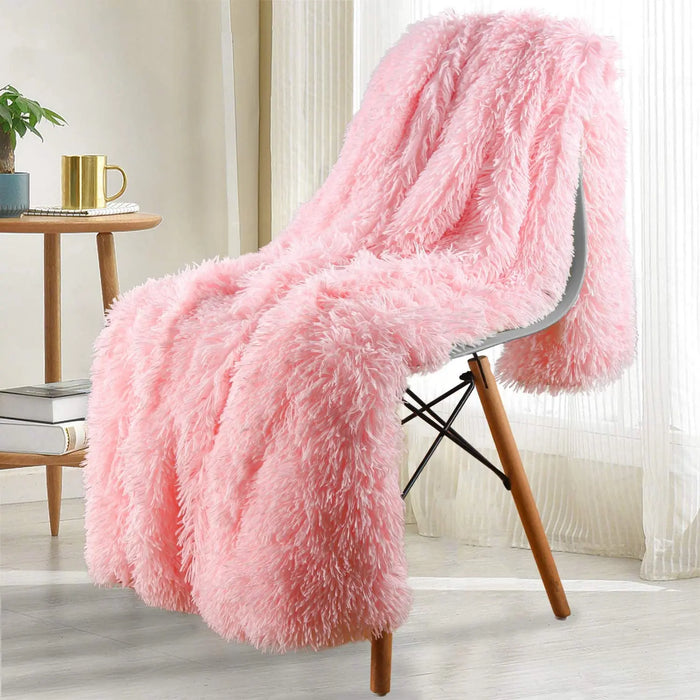 Thickened Fluffy Blanket Warm winter Bedspread on the bed Stitch plaid sofa cover Double side blankets and throws for Home decor