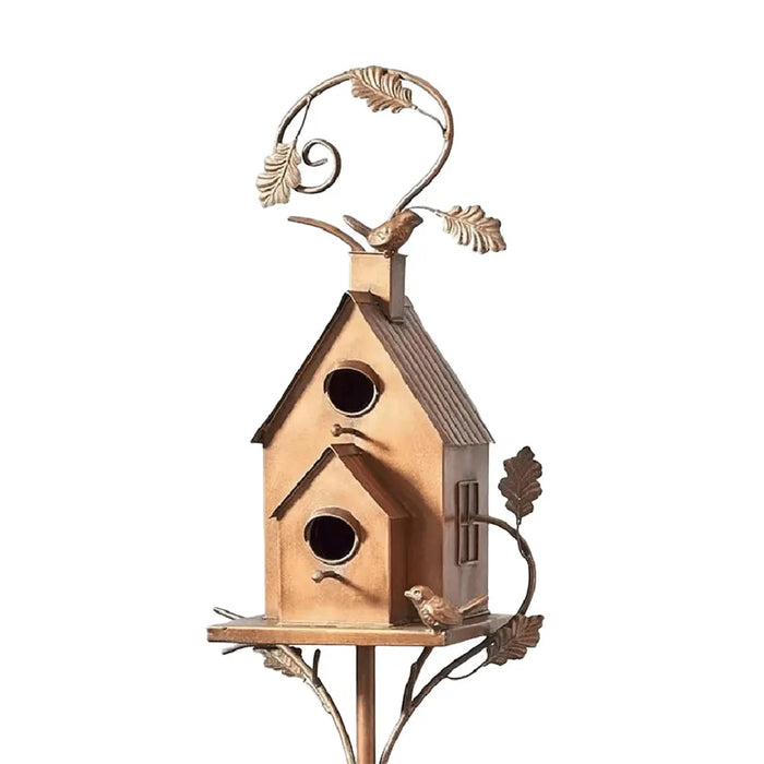 Birdhouse Garden Stakes Metal Bird House with Pole Iron Art Courtyard Bird Feeder Bird Houses for Outdoor Garden Yard Decoration