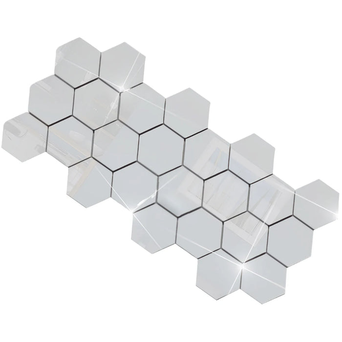 24-120PCS Hexagonal Acrylic Mirror Wall Sticker Mini Mirror Solid Paster Self-adhesive Decals Home Bedroom Art Decoration