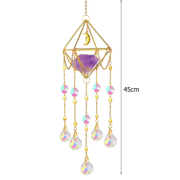 Crystal Wind Chime Hexagon Diamond Prism Hanging Rainbow Chaser Lighting Window Curtains Pendant Home Garden Decor Dream Catcher