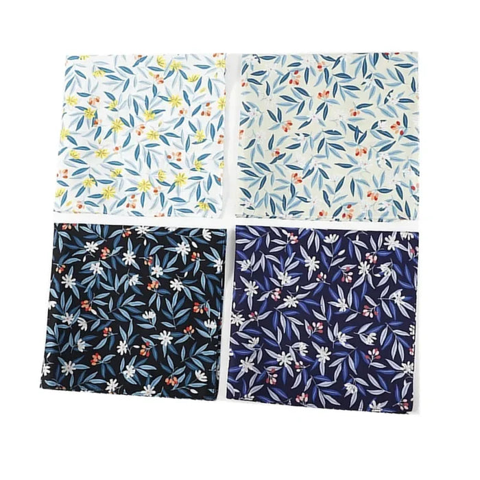 4Pcs 46x46cm  Cotton Leaf Flower Printed Ladies Handkerchiefs Women Square Face Towel Bandana Tea Party Favors