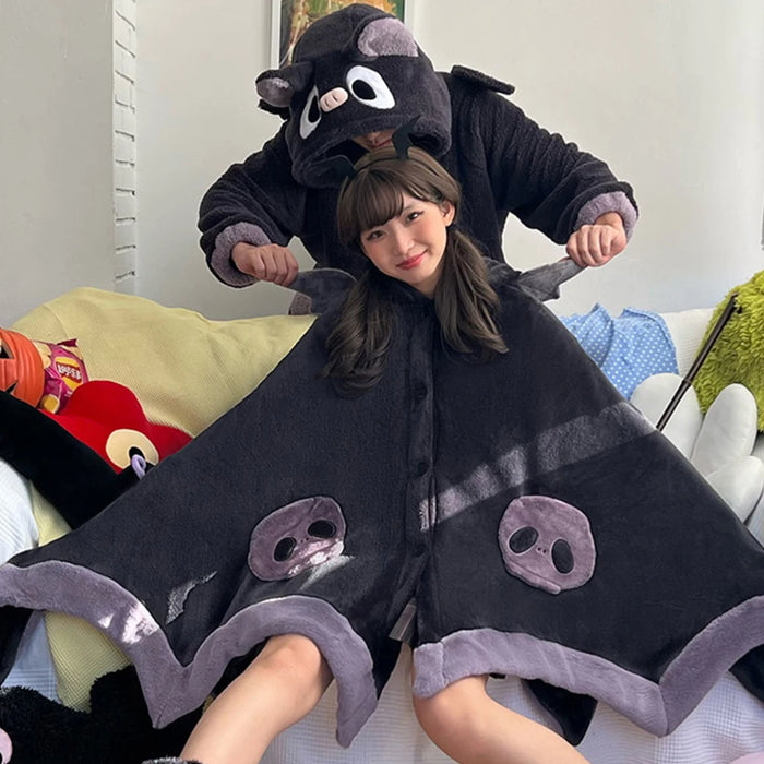 Shark Blanket Adult Cartoon Pajama Hooded Winter Warm Blanket Coral Fleece Homewear Shark Wearable Sofa Blanket Cloak