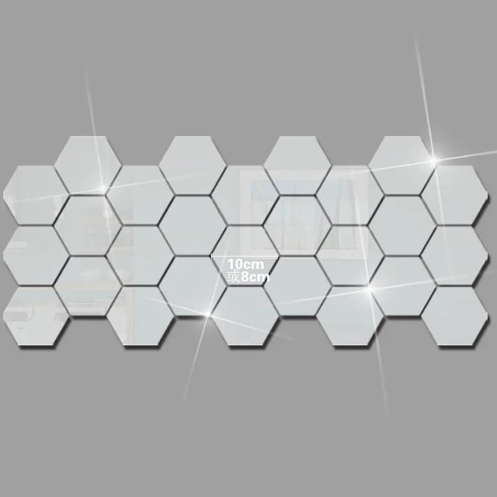 24-120PCS Hexagonal Acrylic Mirror Wall Sticker Mini Mirror Solid Paster Self-adhesive Decals Home Bedroom Art Decoration