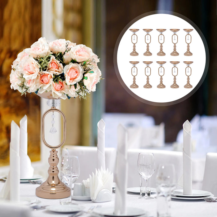 10Pcs Wedding Centerpieces, 19.5in/17.5in/15.6in Tall Metal Flower Display Vases Stand Set, Gold Flower Vase Wedding Candle Hold