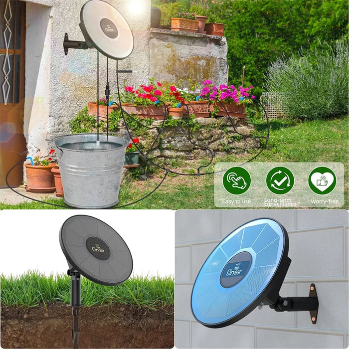 Solar Drip Irrigation System,Automatic Watering System with 2200mAh Battery and 6 Timer Modes for Potted Plants Drip Irrigation