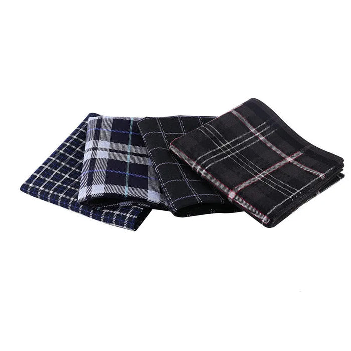 6Pcs 43x43cm Square  Cotton Dark Color Striped Checkered Men Pocket Towel Wedding Party Gift Business Handkerchiefs