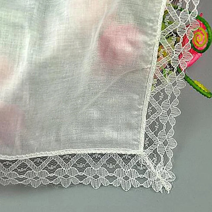 Women Square lady Handkerchief white lace embroidery children Cotton wedding Christmas Gift hand towel hanky 20*20cm 5pcs