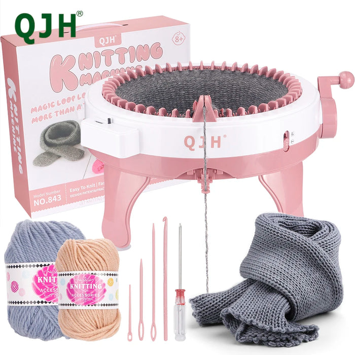 QJH 48-Needle Knitting Machine Kit | Portable, Easy-to-Use DIY Loom for Scarves, Hats, Gloves More DIY Smart Hand Weaving Machin