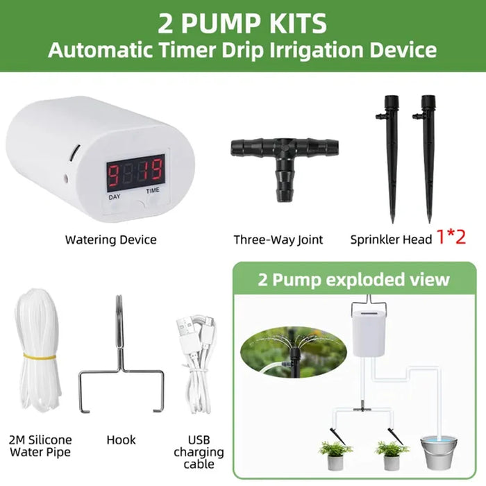 Automatic Watering Pump Flowers Plants Sprinkler Rechargeable Garden Drip Irrigation Device Intelligent Timer Watering Pump