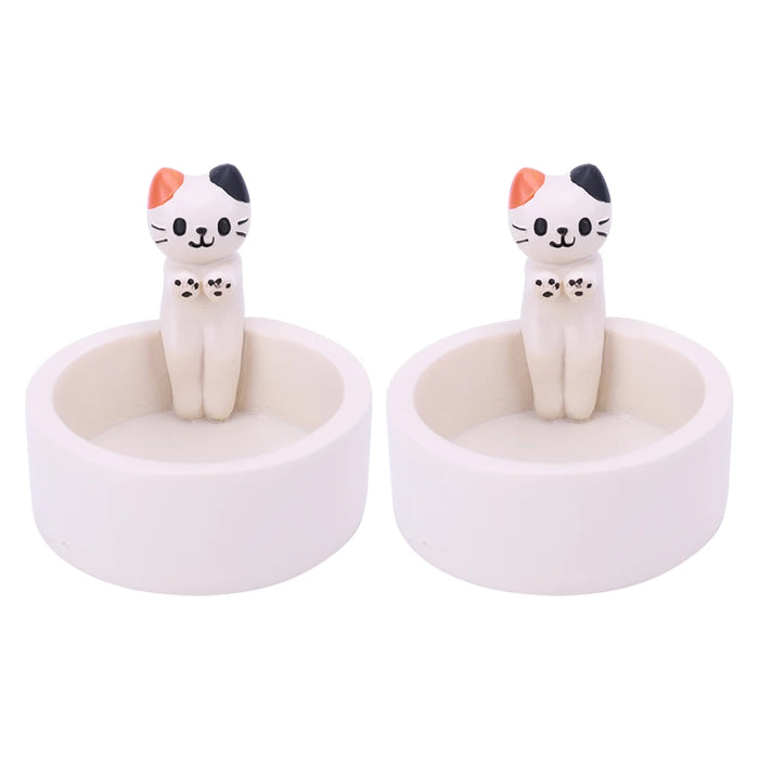 Cartoon Kitten Candle Holder Warming Its Paws Cute Scented Light Holder Cute Grilled Cat Aromatherapy Candle Holder