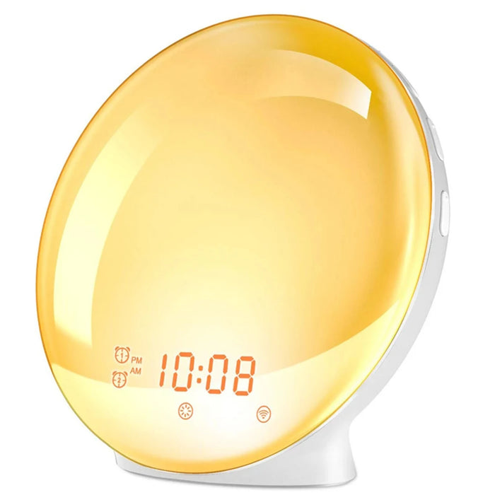 Sunrise/Sunset Simulation Wake Light Alarm Clock with Dual Alarms, FM Radio, Nightlight, 7 Colors, Natural Sounds, and Snooze