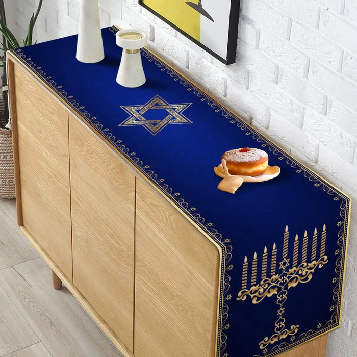 Hanukkah Linen Table Runner Party Table Decor Menorah Star of  Chanukah Jewish Festival Dining Table Runners Party Decor