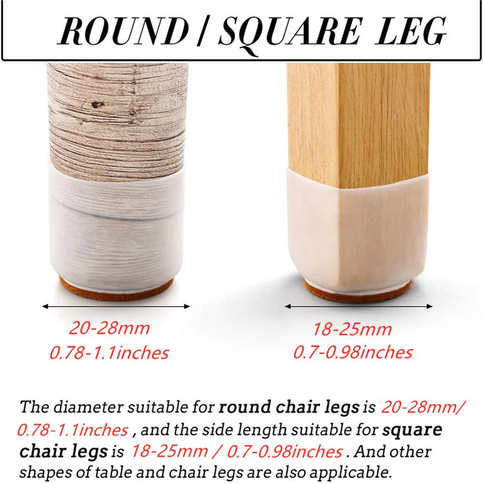 Silicone Chair Leg Protectors with Felt  Hardwood Floors Elastic Leg Cover Pad  Protecting Floors from Scratches and Noise