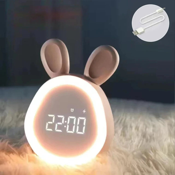 Adorable Cute Rabbit Digital Alarm Clock with Stepless Dimming Night Light - Perfect for Boys and Girls