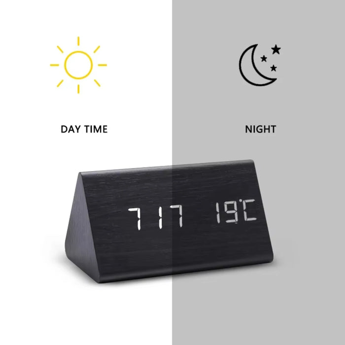 Alarm Clock  Bedrooms Bedside Table Wooden Desk Decor Wake  Table Clock With Temperature  Digital Clock Light Dawn