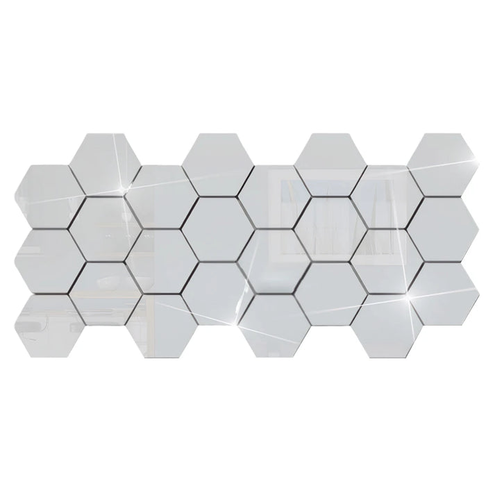 24-120PCS Hexagonal Acrylic Mirror Wall Sticker Mini Mirror Solid Paster Self-adhesive Decals Home Bedroom Art Decoration