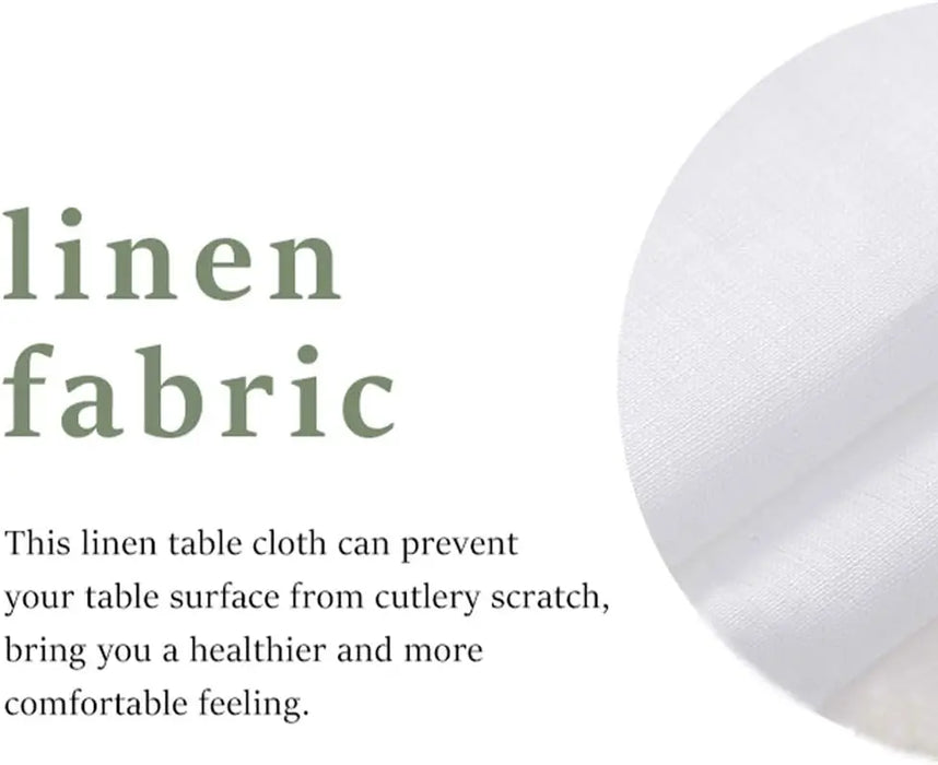 Simple&Opulence 100% Linen Coloured Border Rectangle Natural Hemstitch Tablecloth for Dinner Picnic and Indoor&Outdoor Party