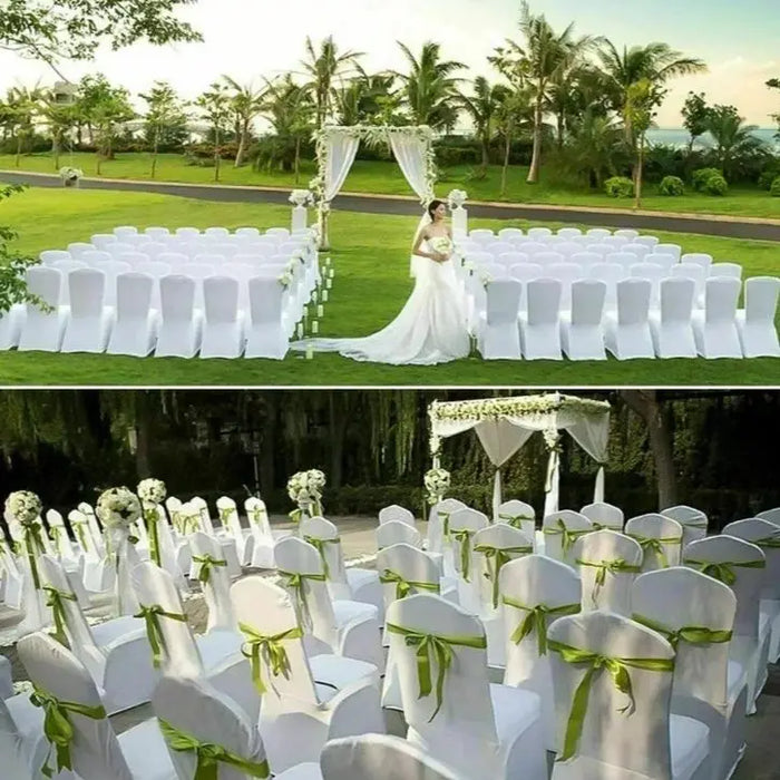 Universal Wedding Chair Covers, Full Seat Slipcovers, Black, White, Strong Spandex, Restaurant, Cafe, 50-100Pcs