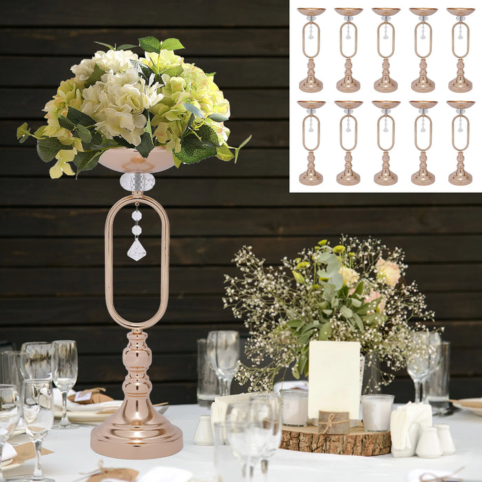 10Pcs Wedding Centerpieces, 19.5in/17.5in/15.6in Tall Metal Flower Display Vases Stand Set, Gold Flower Vase Wedding Candle Hold