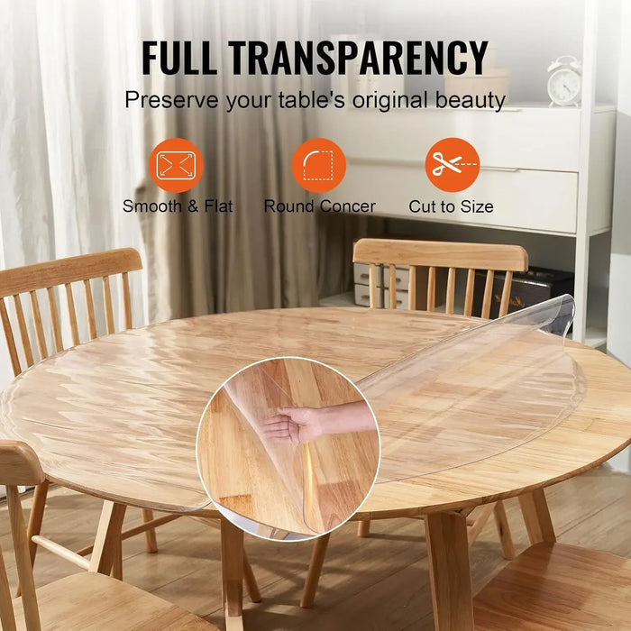 Soft Glass Tablecloth Transparent PVC Table Cloth Waterproof Oil Proof Kitchen Dining Rectangular Table Cover Matte Clear